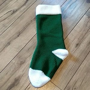 Handmade New Christmas stocking, Green & white